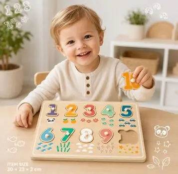 Tooky Toy Hi Pando Number Puzzle Set - ხის  განსავითარებელი სათამაშო ციფრების ფაზლი, 2 image