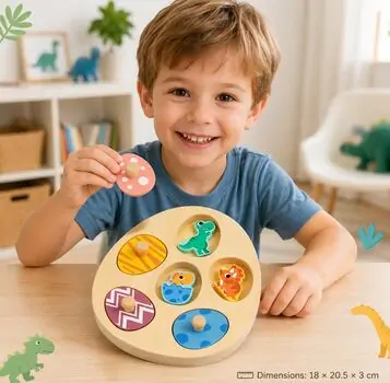Wooden Egg Puzzle Dinosaurs - ხის სათამაშო კვერცხის ფაზლი