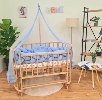 Heyner  Papatya Natural Wood Organic Sleep Blue  ახალშობილის საწოლი