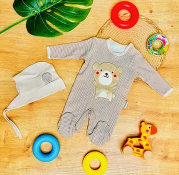 Ates Baby Romper Bear Beige ჩვილის რომპერი