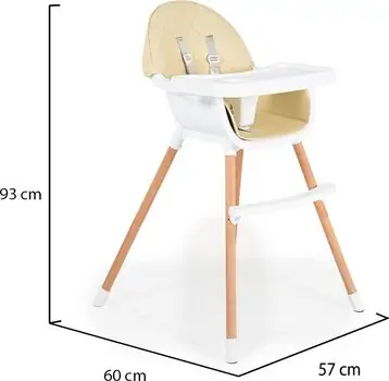 Moni Wooden High Chair Gelato 2 in 1 Beige საკვები სკამ-მაგიდა, 5 image