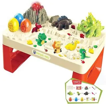 Dinosaur Play Table With Clay Accessories - დინოზავრების სათამაშო მაგიდა თიხის აქსესუარებით, 2 image