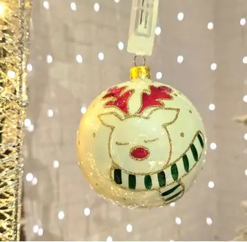 White Glass Ball Hanging Decoration - ნაძვის ხის სათამაშო