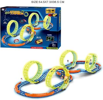 Glow Race Track with Four 360° Loops - სათამაშო ოთხ მარყუჟიანი ტრასა