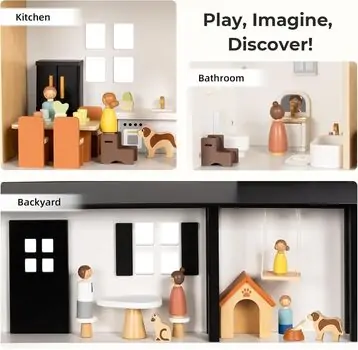 Wooden Dollhouse With Accessories - სათამაშო ხის სახლი, 6 image
