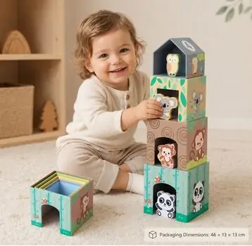 Animal Stacking Nesting Boxes Educational Toy for Kids - საბავშვო ცხოველების დასაწყობი ყუთები