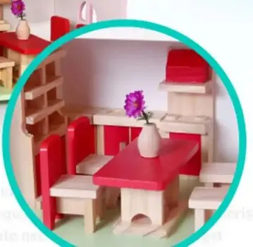 Wooden Doll House With Accsesoriess  - თოჯინის სახლი ავეჯით, 5 image
