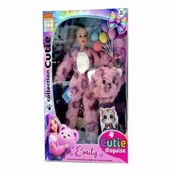 Fashion Doll With Plush Cat Costume – სათამაშო თოჯინა კატის ფორმით