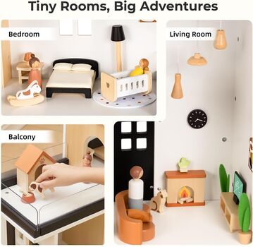 Wooden Dollhouse With Accessories - სათამაშო ხის სახლი, 4 image