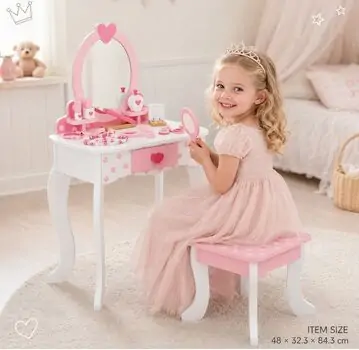 Heart Wooden Dresser Set With Accessiries - ხის საბავშვო ტრილიაჟი აქსესუარებით, 2 image