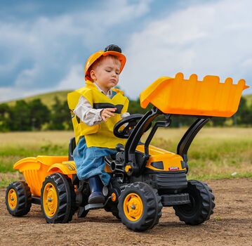 Pilsan 07 318 Active Pedal Operated Tractor With Loader And Trailer - საბავშვო ტრაქტორი მისაბმელით