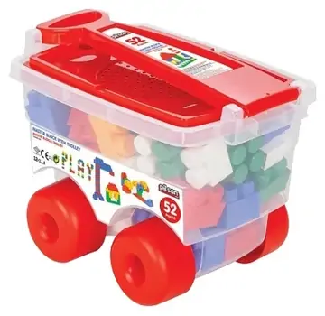 Pilsan-ის საბავშვო კუბიკების ნაკრები 03 330 TROLLEY WITH MASTER BLOCKS