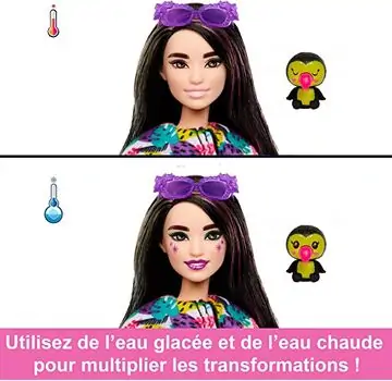 Barbie Cutie Reveal Dolls Tropical Jungle Series HKR00 თოჯინა ფერის ტრანსფორმაციით, 3 image