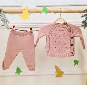 Cute Knitted 2 In 1 Set Cappuccino საბავშვო ნაქსოვი ტანსაცმლის ორეული