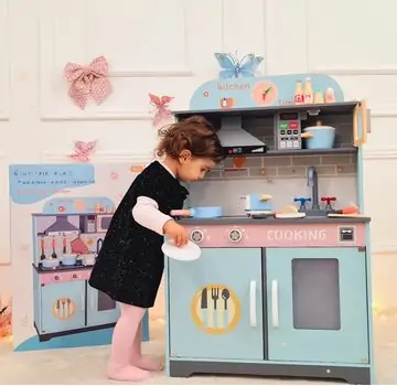 Toy Wooden Kitchen With Accessories - ხის სათამაშო სამზარეულო, 10 image