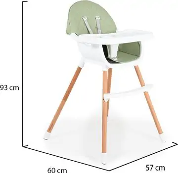 Moni Wooden High Chair Gelato 2 in 1 Mint საკვები სკამ-მაგიდა, 9 image