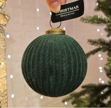 Green Full Velvet Christmas Ball Hanging Decoration - ნაძვის ხის სათამაშო