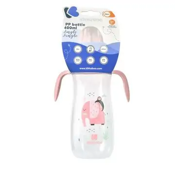 Kikkaboo PP feeding bottle 400ml Jingle Jungle Pink - ახალშობილის ბოთლი