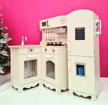 Toy Wooden Kitchen With Accessories TX1196 საბავშვო ხის სამზარეულო