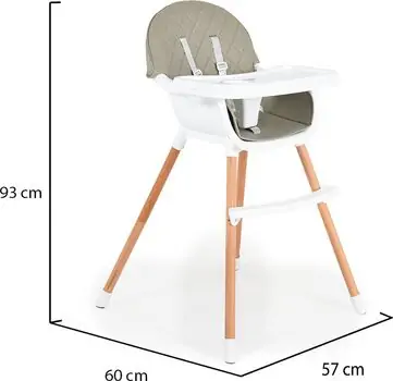 Moni Wooden High Chair Gelato 2 in 1 Grey საკვები სკამ-მაგიდა, 8 image