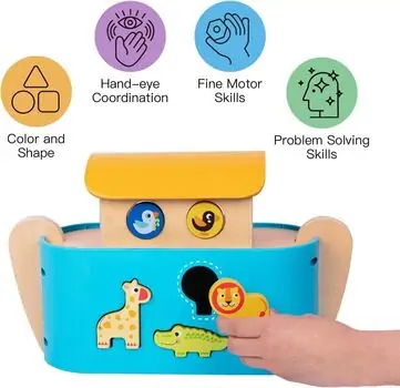 Tooky Toy Puzzle Noah's Ark - ხის განსავითარებელი სათამაშო ნოეს კიდობანი, 4 image