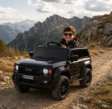 Land Cruiser Toyota Prado Painted Black With Eva Wheels - ელექტრო მანქანა კაუჩუკის საბურავებით