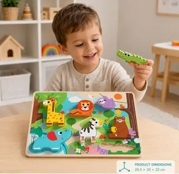 Tooky Toy TH633 Chunky puzzle - სათამაშო ცხოველების პაზლი