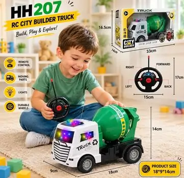Remote Control City Green Builder Truck - დისტანციურად მართვადი მწვანე სატვირთო მანქანა