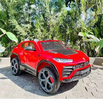 Lamborghini Electric Car Red - ელექტრო მანქანა კაუჩკის საბურავებით და ტყავის სავარძლით, 2 image