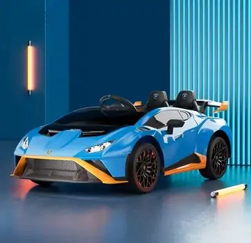 Lamborghini Hurricane Drift Car Blue - ელექტრო მანქანა კაუჩუკის საბურავებით და ტყავის სავარძლით, 4 image