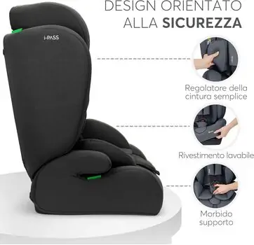 KikkaBoo 76-150 cm i-Pass i-Sizde Black - მანქანის სავარძელი (ქარსითი), 5 image