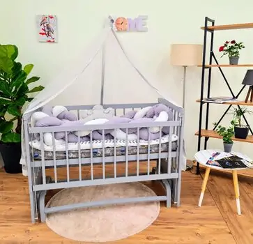 Heyner Tutku Wood Grey Sleeping Set Grey White  ახალშობილის საწოლი