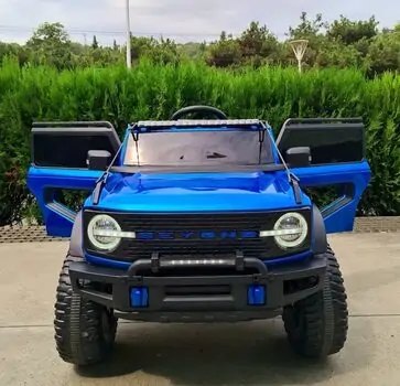 Electric Car Painting Blue - ელექტრო მანქანა კაუჩუკის საბურავებით, 3 image