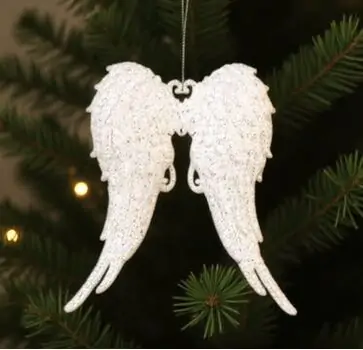 White Glitter Angel Wings Hanging Decoration -  ნაძვის ხის სათამაშო
