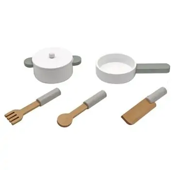 Classic Wooden Toy Kitchen Playset White - საბავშვო ხის სამზარეულო, 4 image