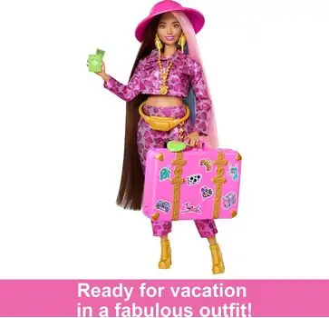 Barbie Extra HPT48 Travel With Safari Fashion - სათამაშო ბარბის თოჯინა აქსესუარებით, 3 image