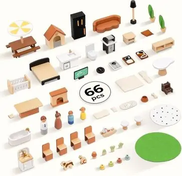 Wooden Dollhouse With Accessories - სათამაშო ხის სახლი, 5 image
