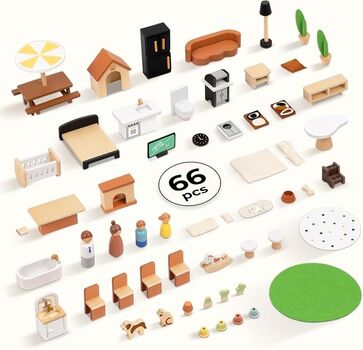 Wooden Dollhouse With Accessories - სათამაშო ხის სახლი, 5 image