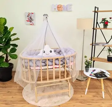 Bebeconfor Amedan Natural Color Basket Cradle With Grey Bumper ახალშობილის საწოლი