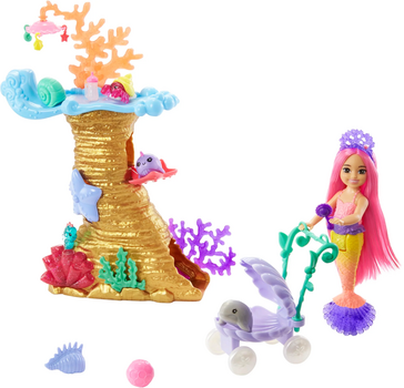 Barbie  Chelsea Mermaid Doll with 4 Pets Playset HHG58 - ბარბის თოჯინა, 3 image