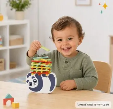 Wooden Panda Balance Set-ხის ბალანსის სათამაშო ნაკრები ბავშვებისთვის – პანდა