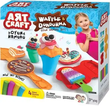 Dede 03556 ART CRAFT WAFFLES&ICE CREAM DOUGH SET 200 GR საბავშვო პლასტელინების ნაკრები, 4 image