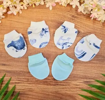 Miniword Animals Baby mittens Mint ახალშობილის ხელთათმანის ნაკრები