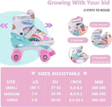 Rainbow Roller Skates With Light S/31-34/ - როლიკები, 2 image