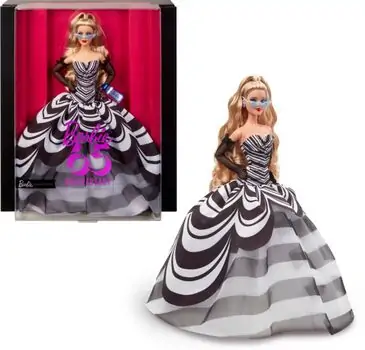 Barbie Signature 65th Anniversary Collectible Doll with Blonde Hair and Black and White Gown - ბარბის სათამაშო თოჯინა