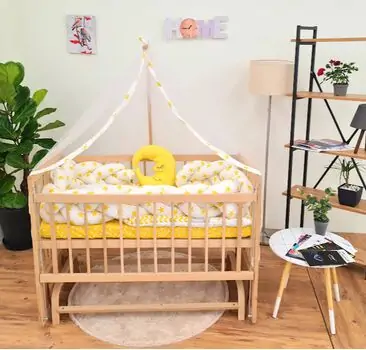 Heyner  Tutku Wood Natural Sleeping Set Yellow Star ახალშობილის საწოლი