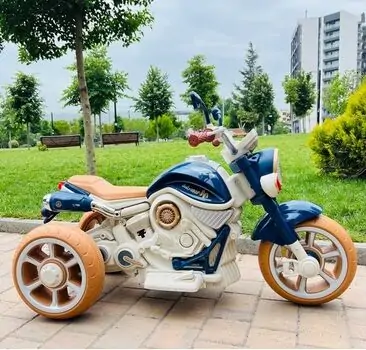 Vintage Harley Motorcycle Blue - ელექტრო მოტოციკლი, 4 image