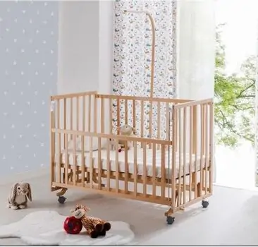 Baby When Fiore Natural Color Swinging and Wheeled Bedside Cradle ახალშობილის საწოლი, 2 image