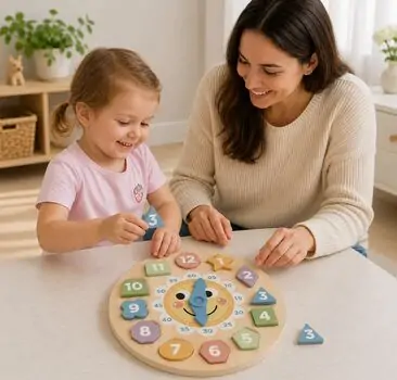 Tooky Toy Clock Puzzle - ხის განსავითარებელი სათამაშო საათის ფაზლი