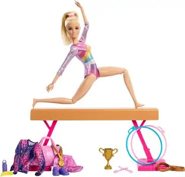 Barbie HRG52 Gymnastics Playset With Blonde Fashion Doll - სათამაშო ბარბის თოჯინა აქსეასუარებით, 5 image